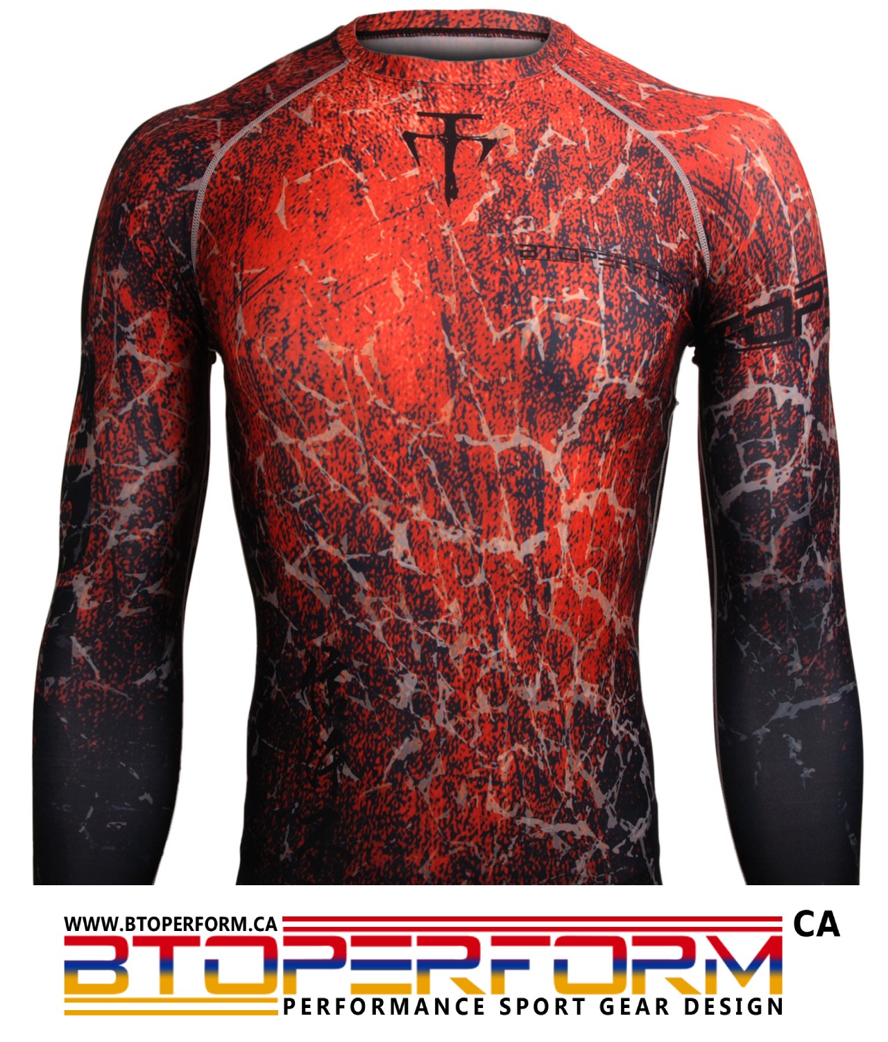 GRUNGE -Red [FX-107R] Full Graphic Compression Long Sleeve Rash Guard ...