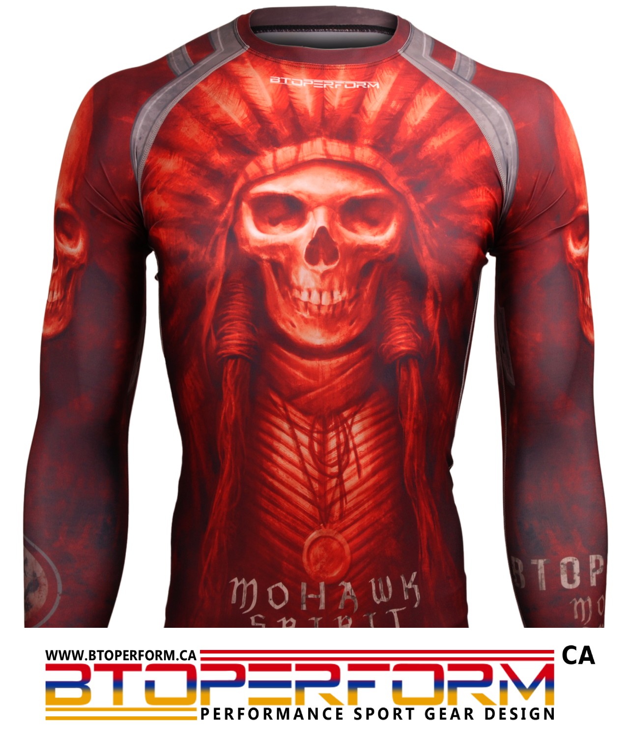 MOHAWK SPIRIT -Red [FX-102R] Full Graphic Compression Long Sleeve Rash ...