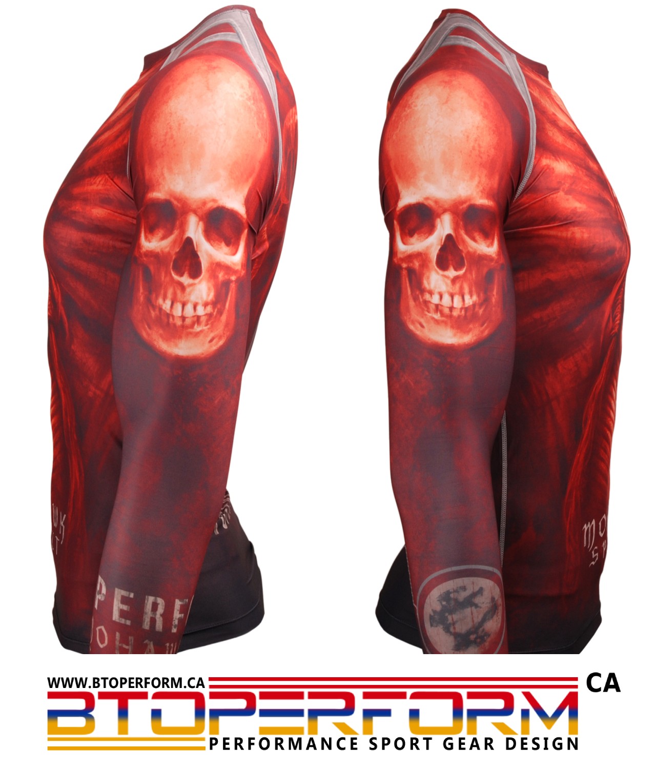 MOHAWK SPIRIT -Red [FX-102R] Full Graphic Compression Long Sleeve Rash ...