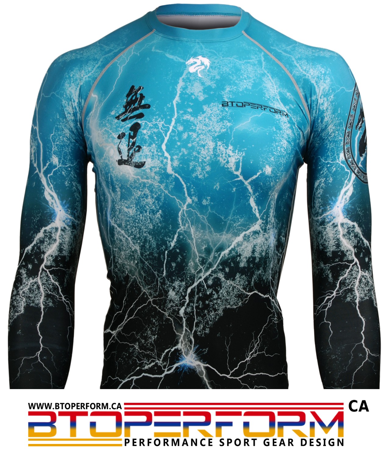 NO RETREAT Thunder Blue [FX-103B] Full Graphic Compression Long Sleeve ...